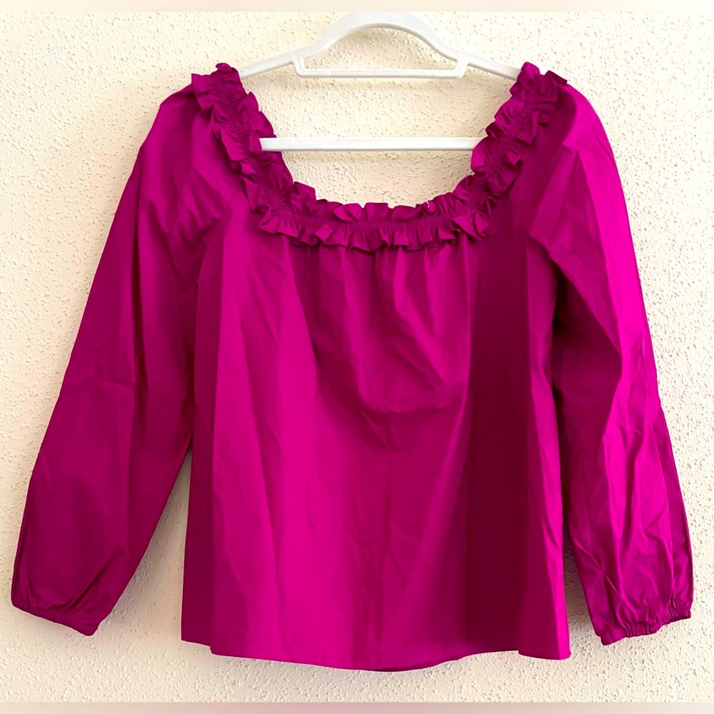 J Crew Women’s Small Magenta Off-The-Shoulder Blouse